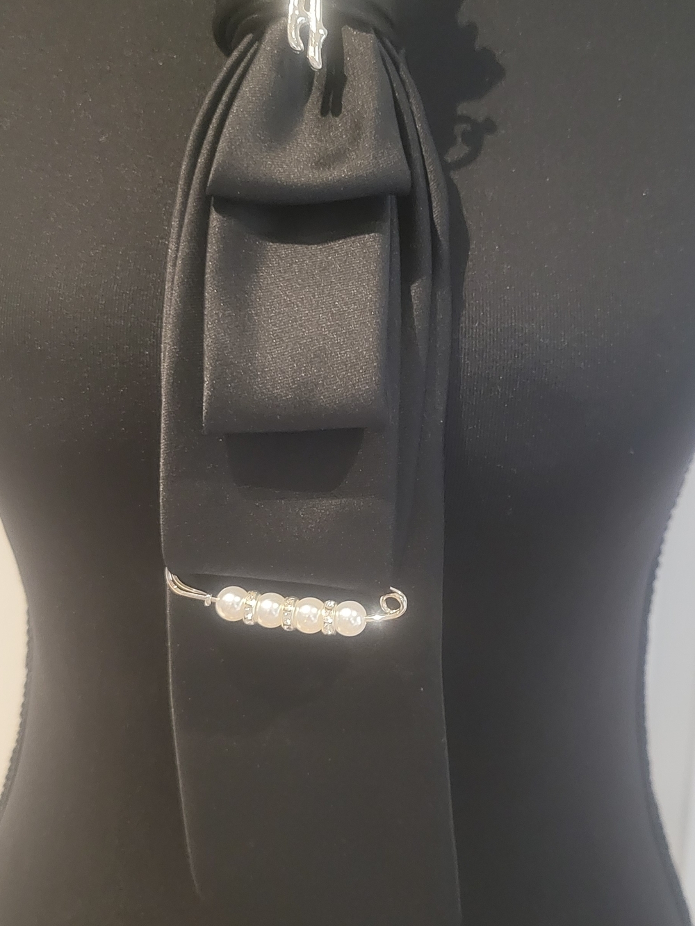 JosABank Black Tie with Pearl Accents